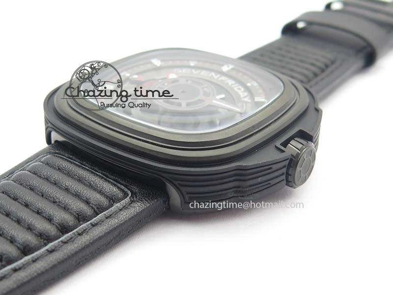 SevenFriday P3B 01 ‘Racer’ V6F Best Edition On Black Leather Strap Miyota 82S7