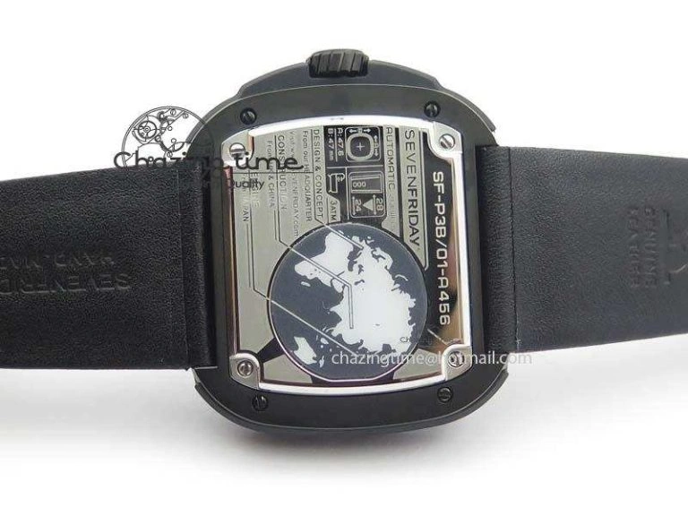 SevenFriday P3B 01 ‘Racer’ V6F Best Edition On Black Leather Strap Miyota 82S7