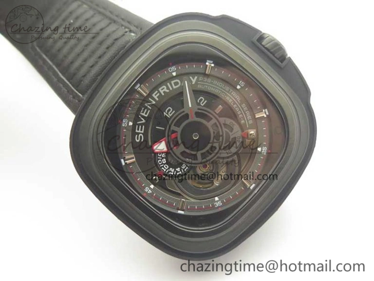 SevenFriday PVD P3B 01 SVF 1:1 Best Edition on Black Leather Strap Miyota 82S7(Free Rubber Strap)
