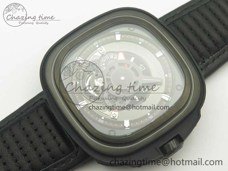 SevenFriday PVD P3B 01 SVF 1:1 Best Edition on Black Leather Strap Miyota 82S7(Free Rubber Strap)