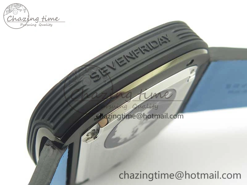 SevenFriday PVD P3B 01 SVF 1:1 Best Edition on Black Blue Leather Strap Miyota 82S7(Free Rubber Strap)