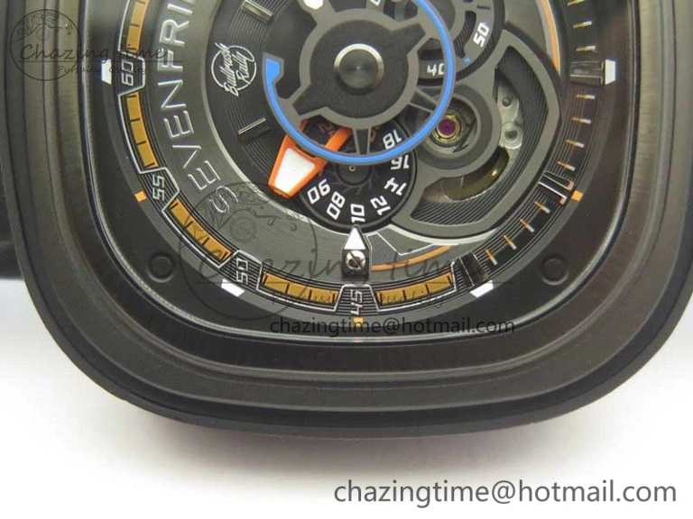 SevenFriday PVD P3B 01 SVF 1:1 Best Edition on Black Blue Leather Strap Miyota 82S7(Free Rubber Strap)