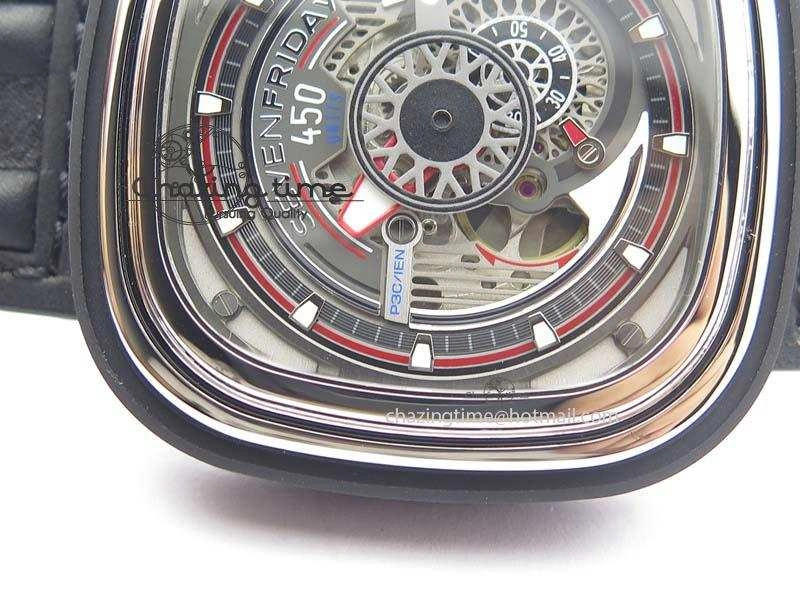 SevenFriday PVD P3C 01 Hot Rod V6F Best Edition On Black Leather Strap Miyota 82S7
