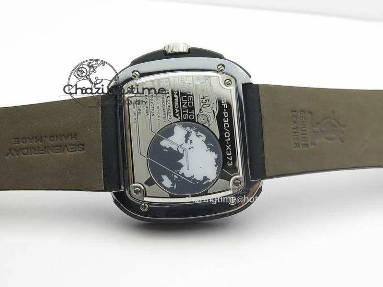 SevenFriday PVD P3C 01 Hot Rod V6F Best Edition On Black Leather Strap Miyota 82S7