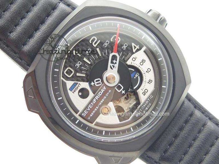 SevenFriday PVD V3-01 V6F 1:1 Best Edition Black Silver Dial On Black Leather Strap Miyota 82S7