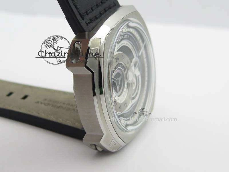 SevenFriday Q1-01 V6F 1:1 Best Edition Silver Dial On Black Leather Strap Miyota 82S7