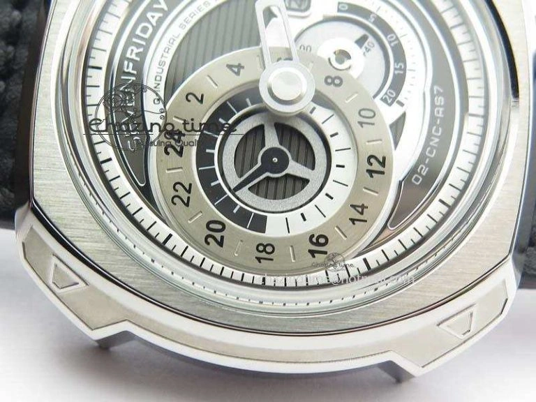 SevenFriday Q1-01 V6F 1:1 Best Edition Silver Dial On Black Leather Strap Miyota 82S7