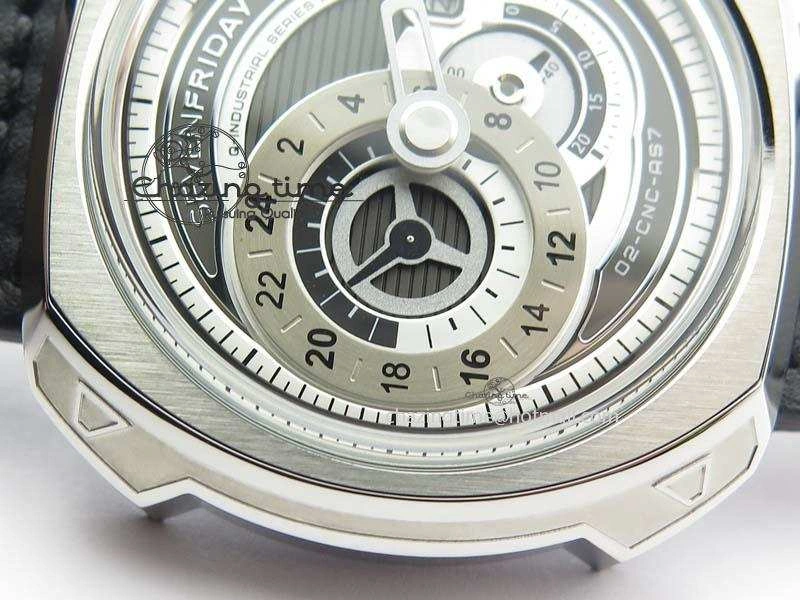 SevenFriday Q1-01 V6F 1:1 Best Edition Silver Dial On Black Leather Strap Miyota 82S7