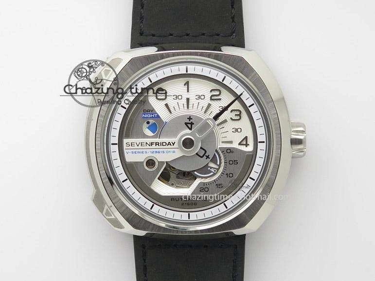 SevenFriday V1-01 V6F 1:1 Best Edition Silver Dial On Black Leather Strap Miyota 82S7