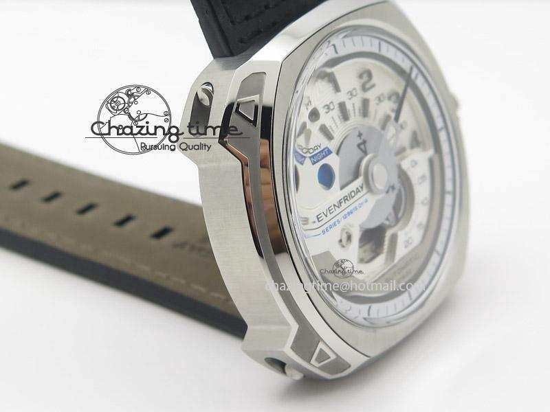 SevenFriday V1-01 V6F 1:1 Best Edition Silver Dial On Black Leather Strap Miyota 82S7
