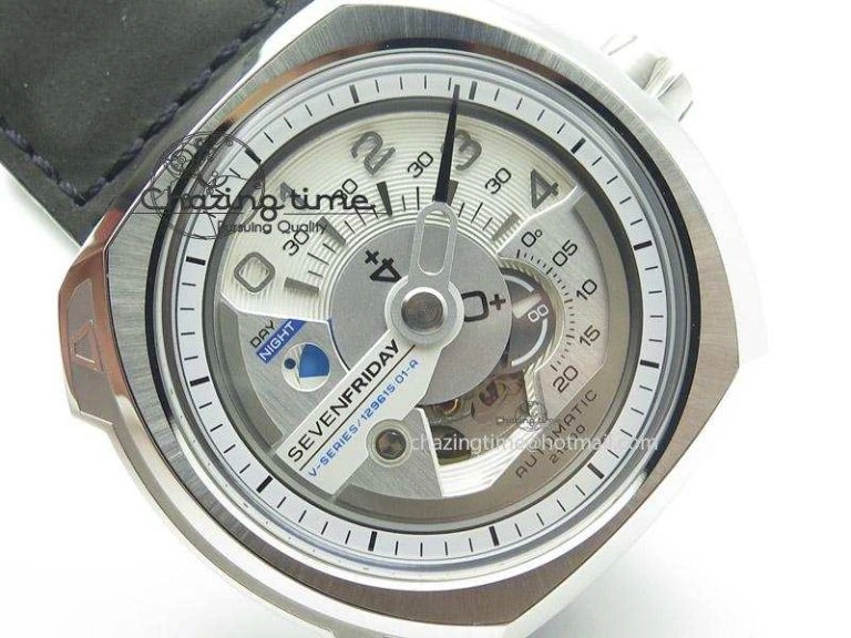 SevenFriday V1-01 V6F 1:1 Best Edition Silver Dial On Black Leather Strap Miyota 82S7