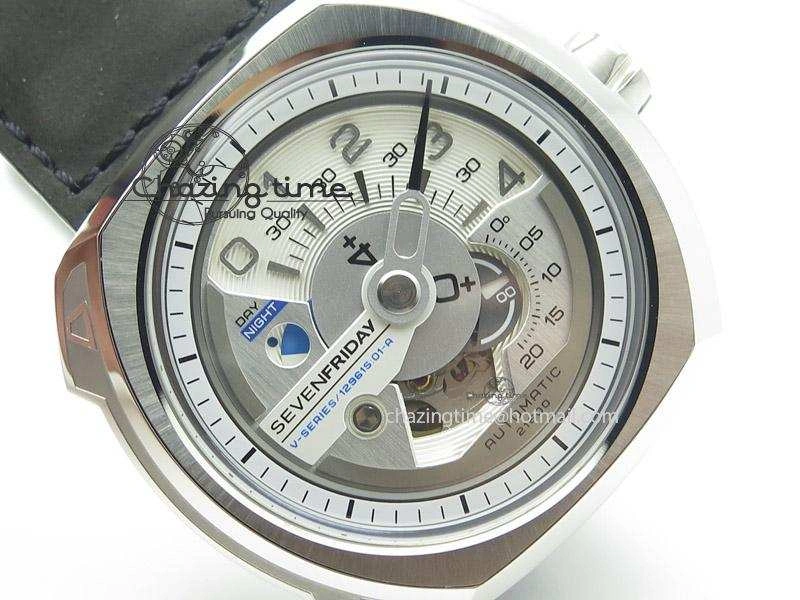 SevenFriday V1-01 V6F 1:1 Best Edition Silver Dial On Black Leather Strap Miyota 82S7