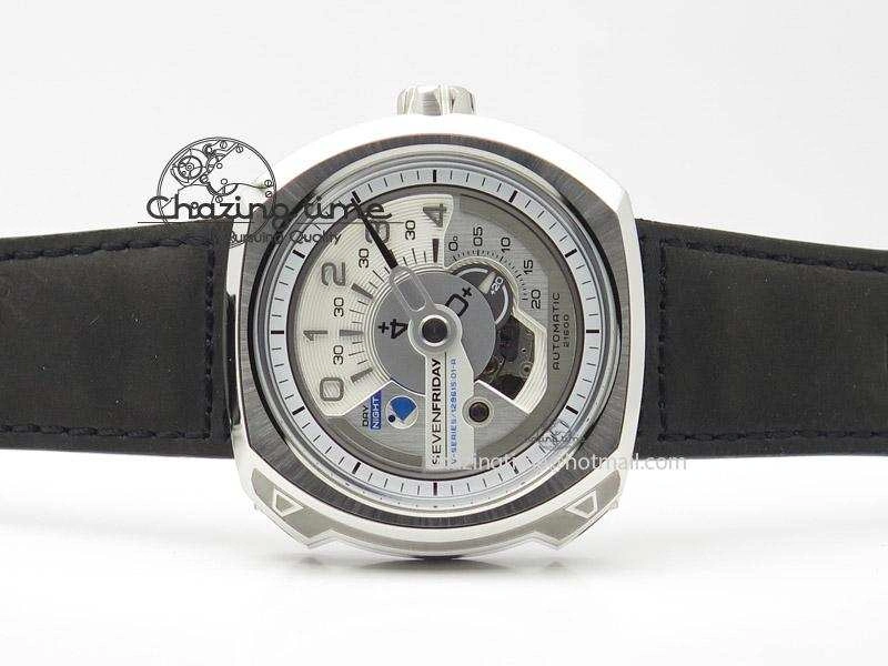 SevenFriday V1-01 V6F 1:1 Best Edition Silver Dial On Black Leather Strap Miyota 82S7