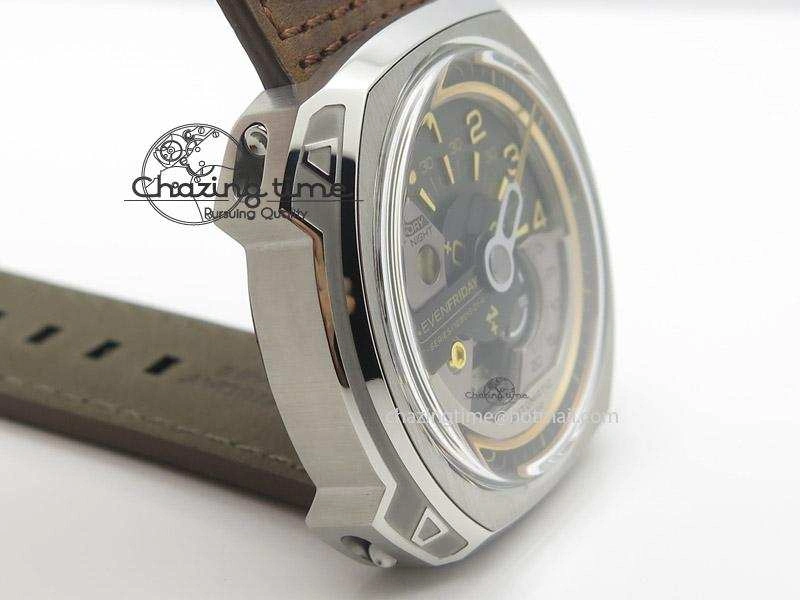 SevenFriday V2-01 V6F 1:1 Best Edition Black Silver Dial On Brown Leather Strap Miyota 82S7