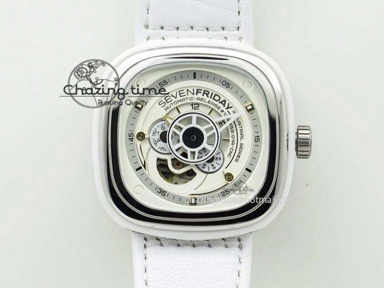 SevenFriday V2-01 V6F 1:1 Best Edition Black Silver Dial On Brown Leather Strap Miyota 82S7