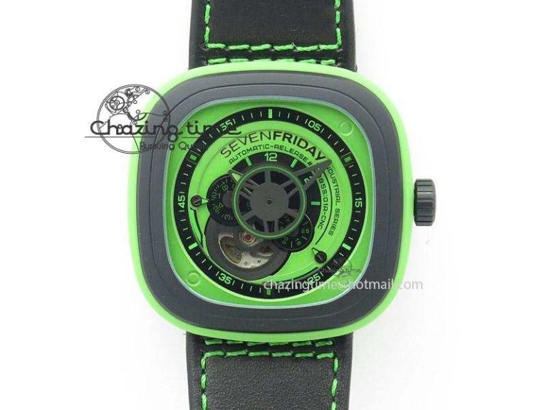 SevenFriday V2-01 V6F 1:1 Best Edition Black Silver Dial On Brown Leather Strap Miyota 82S7