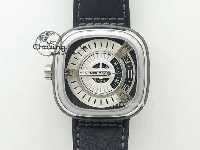 SevenFriday V2-01 V6F 1:1 Best Edition Black Silver Dial On Brown Leather Strap Miyota 82S7