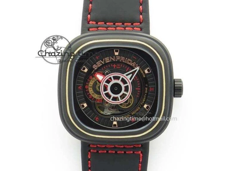 SevenFriday V2-01 V6F 1:1 Best Edition Black Silver Dial On Brown Leather Strap Miyota 82S7