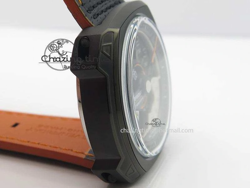 SevenFriday V3-02-GR V6F Best Edition Black Silver Dial Orange Hand On Black Leather Strap Miyota 82S7