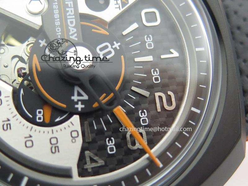 SevenFriday V3-02-GR V6F Best Edition Black Silver Dial Orange Hand On Black Leather Strap Miyota 82S7
