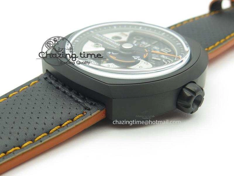 SevenFriday V3-02-GR V6F Best Edition Black Silver Dial Orange Hand On Black Leather Strap Miyota 82S7