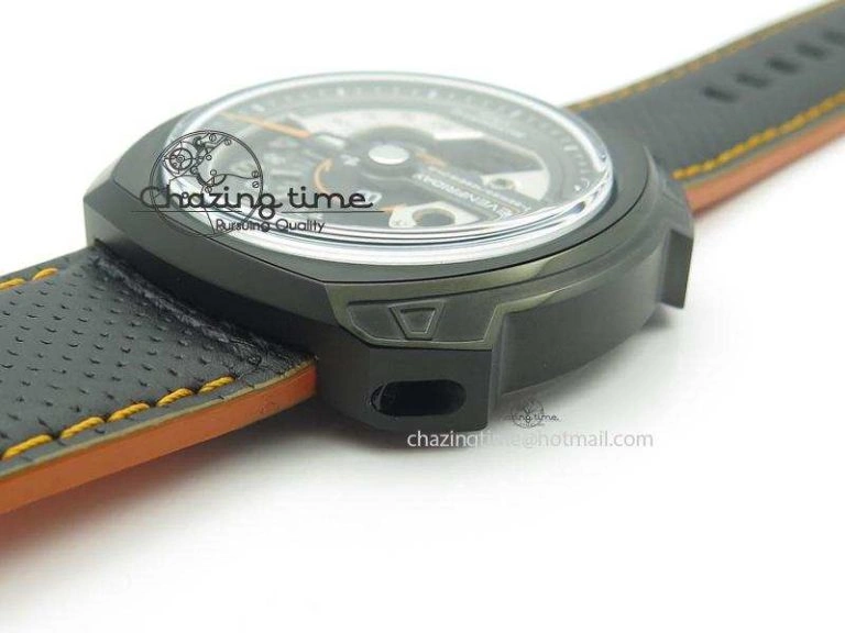 SevenFriday V3-02-GR V6F Best Edition Black Silver Dial Orange Hand On Black Leather Strap Miyota 82S7
