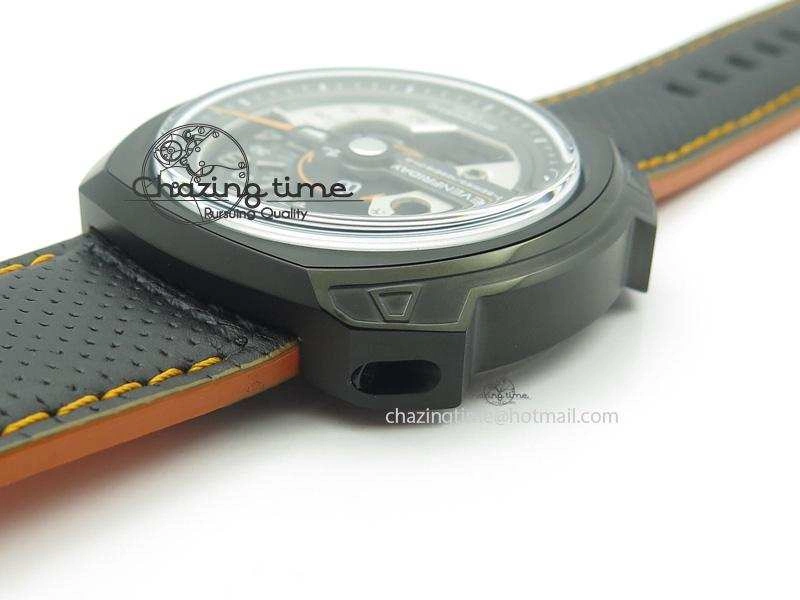 SevenFriday V3-02-GR V6F Best Edition Black Silver Dial Orange Hand On Black Leather Strap Miyota 82S7