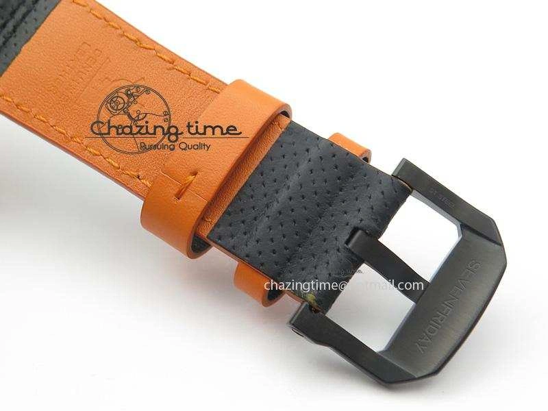 SevenFriday V3-02-GR V6F Best Edition Black Silver Dial Orange Hand On Black Leather Strap Miyota 82S7