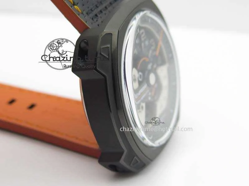 SevenFriday V3-02-GR V6F Best Edition Black Silver Dial Orange Hand On Black Leather Strap Miyota 82S7