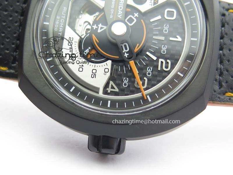 SevenFriday V3-02-GR V6F Best Edition Black Silver Dial Orange Hand On Black Leather Strap Miyota 82S7