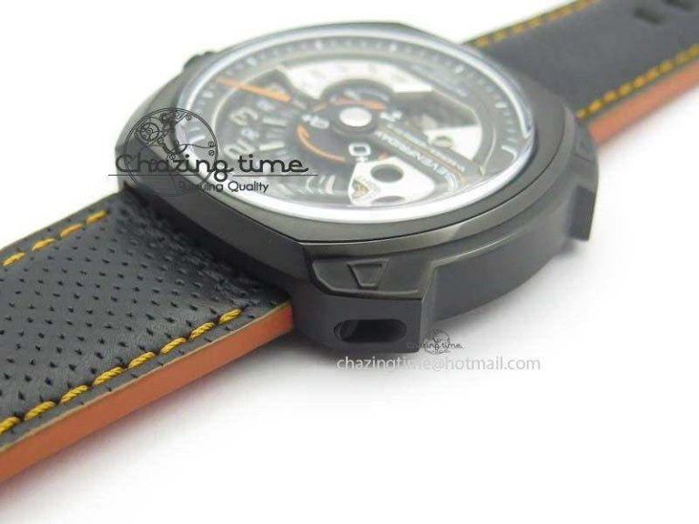 SevenFriday V3-02-GR V6F Best Edition Black Silver Dial Orange Hand On Black Leather Strap Miyota 82S7
