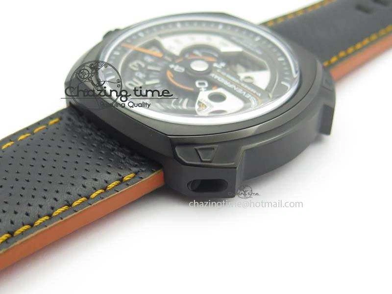 SevenFriday V3-02-GR V6F Best Edition Black Silver Dial Orange Hand On Black Leather Strap Miyota 82S7