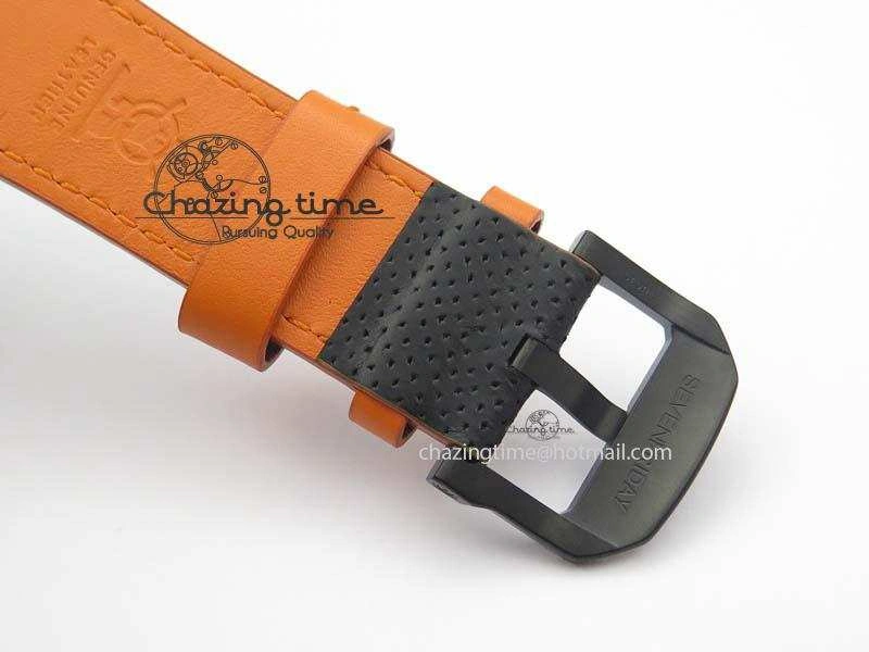 SevenFriday V3-02-GR V6F Best Edition Black Silver Dial Orange Hand On Black Leather Strap Miyota 82S7
