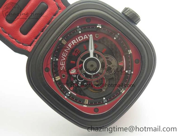 Sevenfriday P3B 06 Racing Team Red SVF 1:1 Best Edition on Red Leather Strap Miyota 82S7