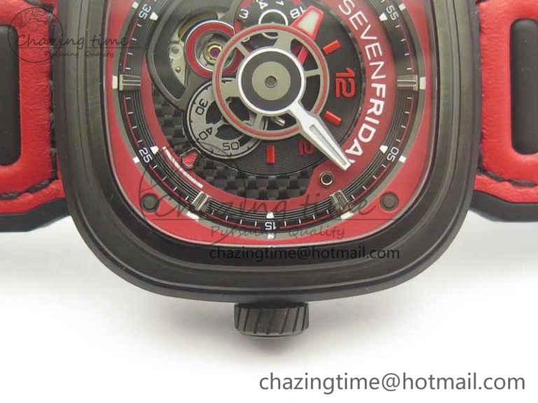 Sevenfriday P3B 06 Racing Team Red SVF 1:1 Best Edition on Red Leather Strap Miyota 82S7