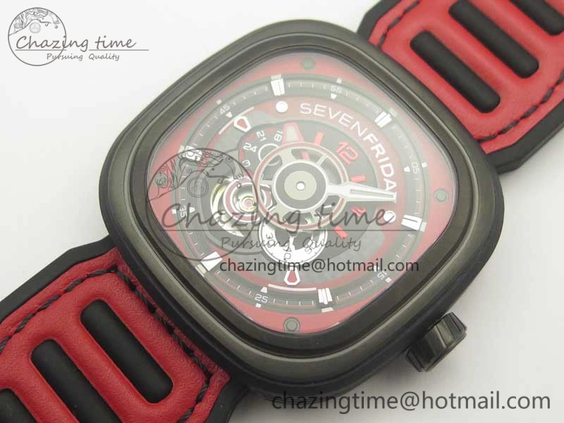 Sevenfriday P3B 06 Racing Team Red SVF 1:1 Best Edition on Red Leather Strap Miyota 82S7