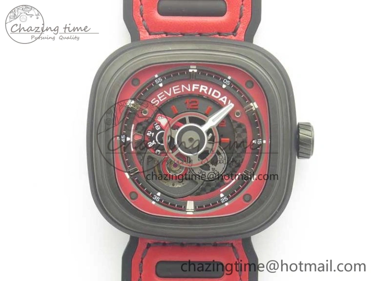 Sevenfriday P3B 06 Racing Team Red SVF 1:1 Best Edition on Red Leather Strap Miyota 82S7