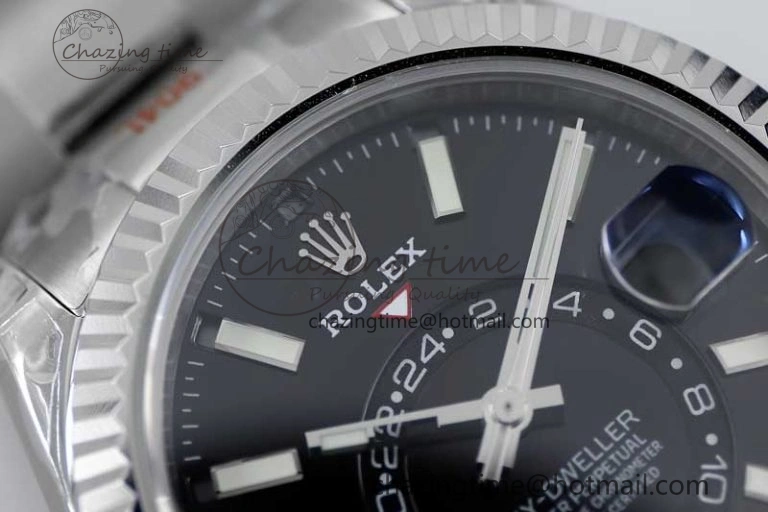 Sky-Dweller 326934 904L SS Noob 1:1 Best Edition Black Dial on SS Bracelet Asian 23J to 9001