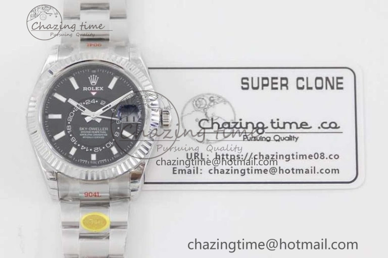 Sky-Dweller 326934 904L SS Noob 1:1 Best Edition Black Dial on SS Bracelet Asian 23J to 9001