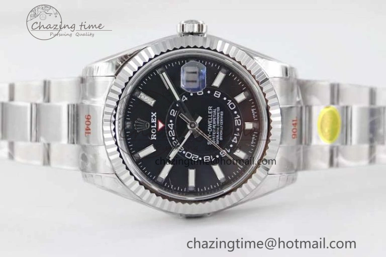 Sky-Dweller 326934 904L SS Noob 1:1 Best Edition Black Dial on SS Bracelet Asian 23J to 9001