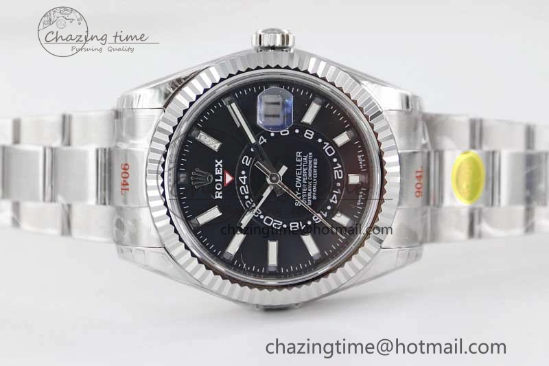Sky-Dweller 326934 904L SS Noob 1:1 Best Edition Black Dial on SS Bracelet Asian 23J to 9001