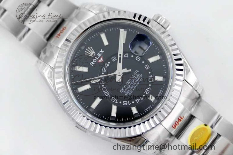 Sky-Dweller 326934 904L SS Noob 1:1 Best Edition Black Dial on SS Bracelet Asian 23J to 9001
