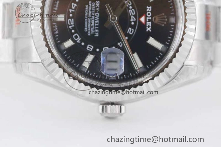 Sky-Dweller 326934 904L SS Noob 1:1 Best Edition Black Dial on SS Bracelet Asian 23J to 9001