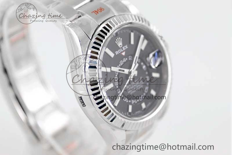 Sky-Dweller 326934 904L SS Noob 1:1 Best Edition Black Dial on SS Bracelet Asian 23J to 9001