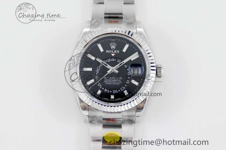 Sky-Dweller 326934 904L SS Noob 1:1 Best Edition Black Dial on SS Bracelet Asian 23J to 9001