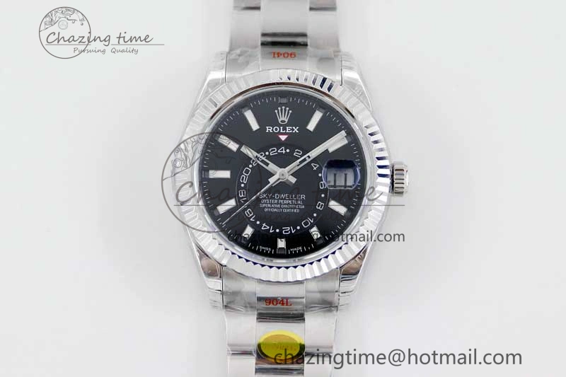 Sky-Dweller 326934 904L SS Noob 1:1 Best Edition Black Dial on SS Bracelet Asian 23J to 9001