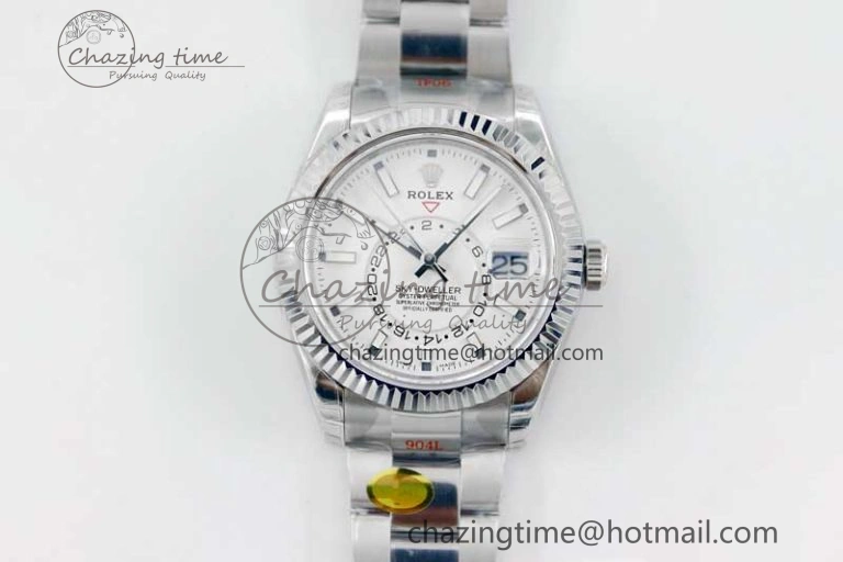 Sky-Dweller 326934 904L SS Noob 1:1 Best Edition White Dial on SS Bracelet Asian 23J to 9001