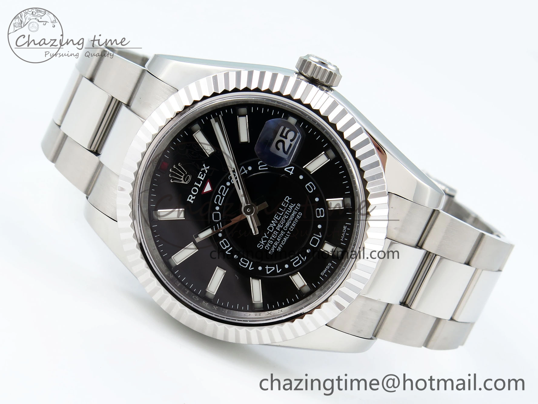 Sky-Dweller 326934 904L SS ZF 1:1 Best Edition Black Dial on SS Bracelet A2824