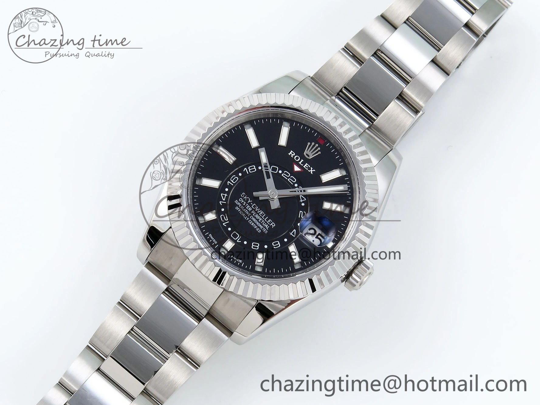 Sky-Dweller 326934 904L SS ZF 1:1 Best Edition Black Dial on SS Bracelet A2824