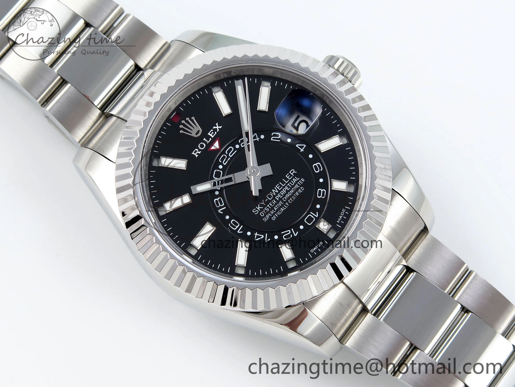 Sky-Dweller 326934 904L SS ZF 1:1 Best Edition Black Dial on SS Bracelet A2824